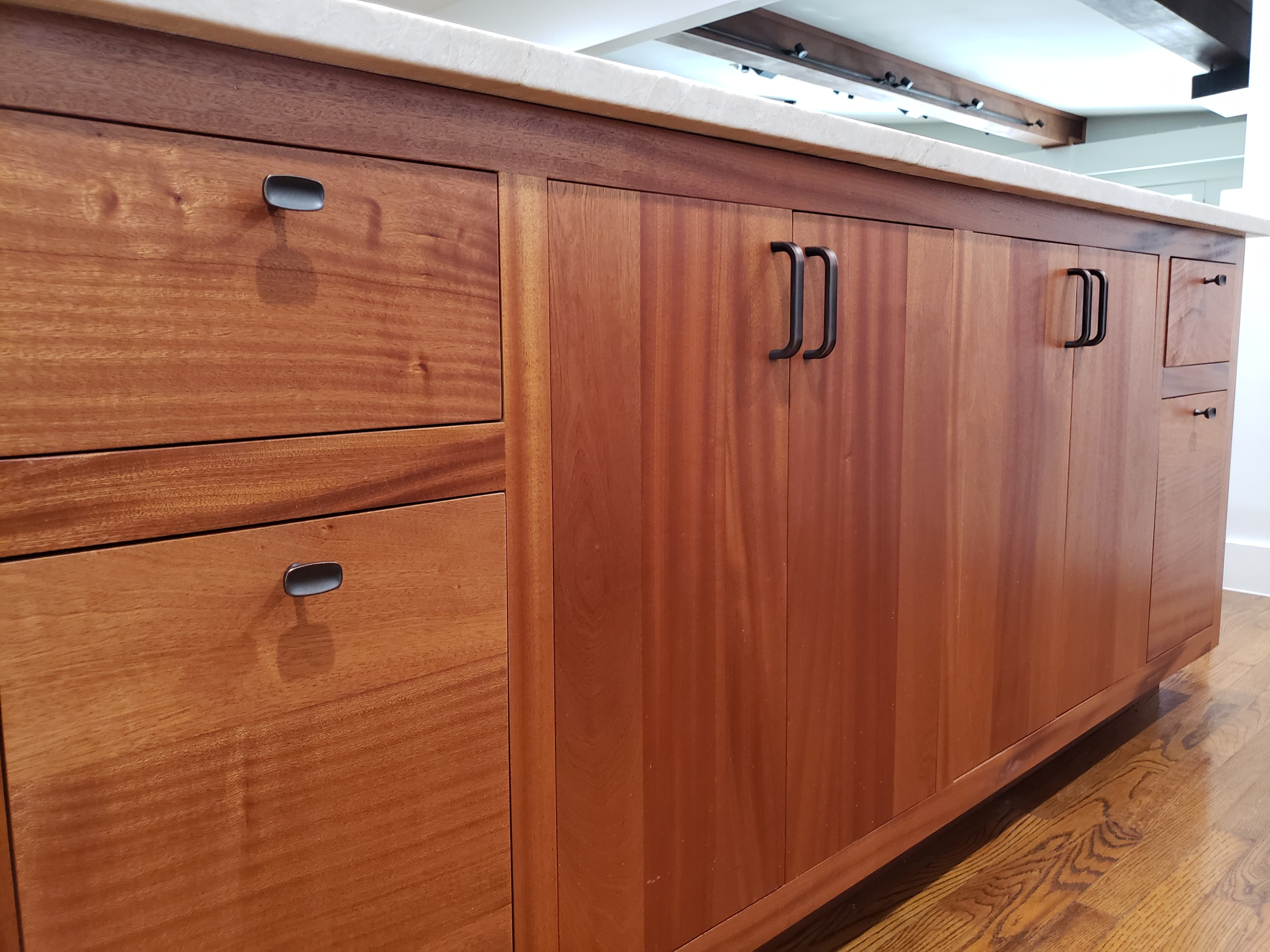 Custom cherry kitchen cabinets with modern hardware finish - San Antonio TX