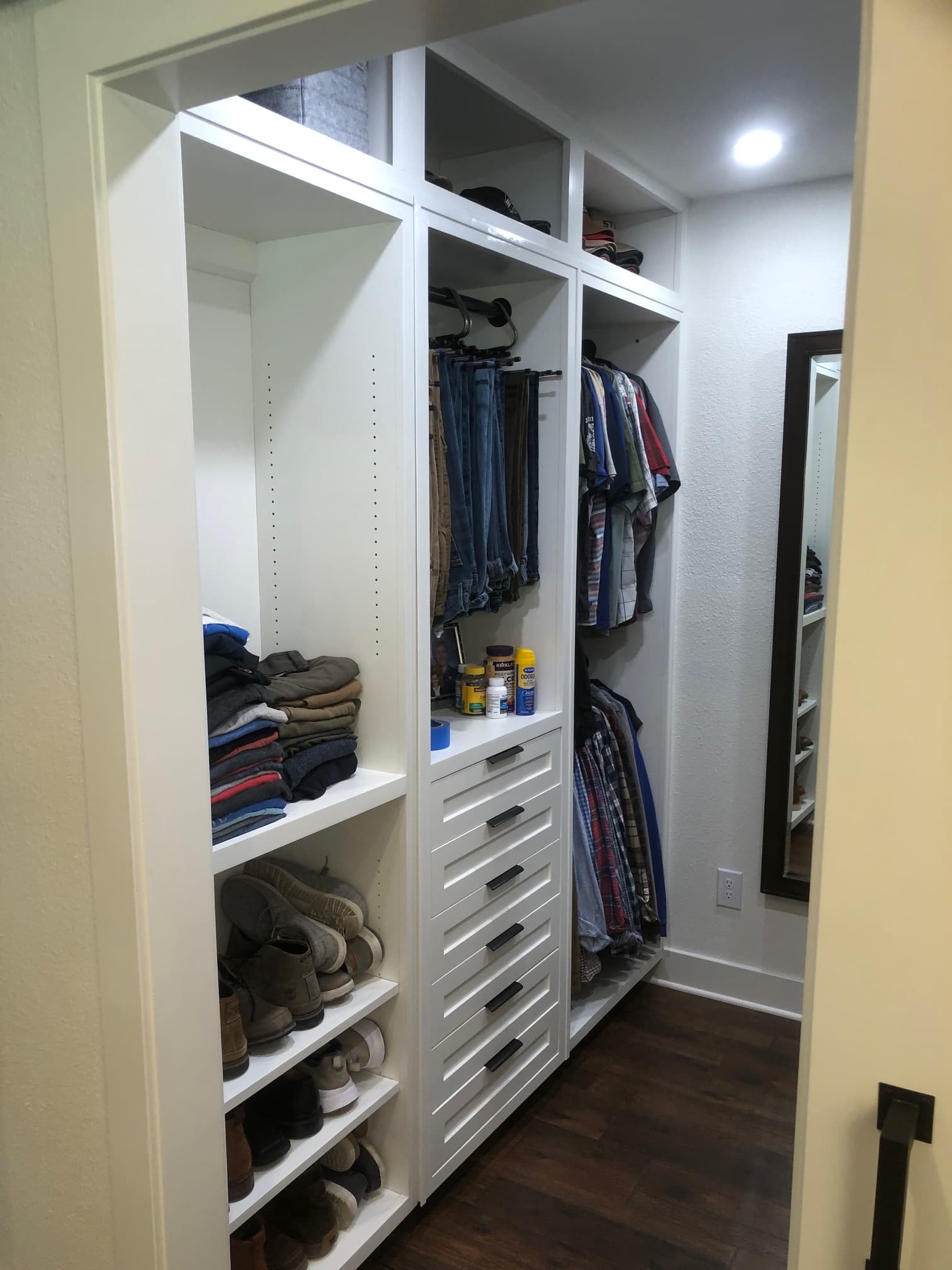 Custom walk-in closet cabinet system with drawers - San Antonio TX