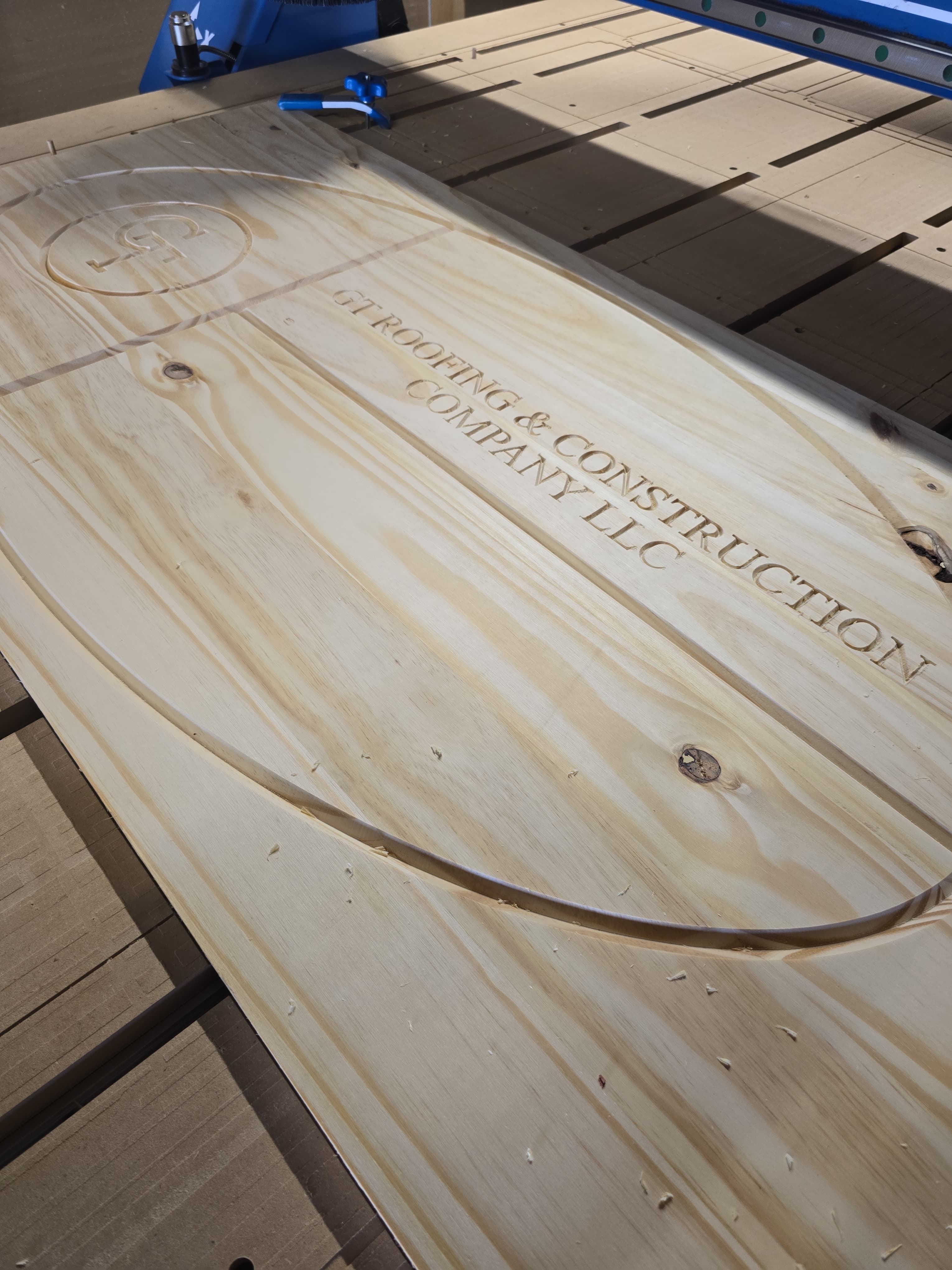 Custom CNC business sign for roofing company - San Antonio carpentry