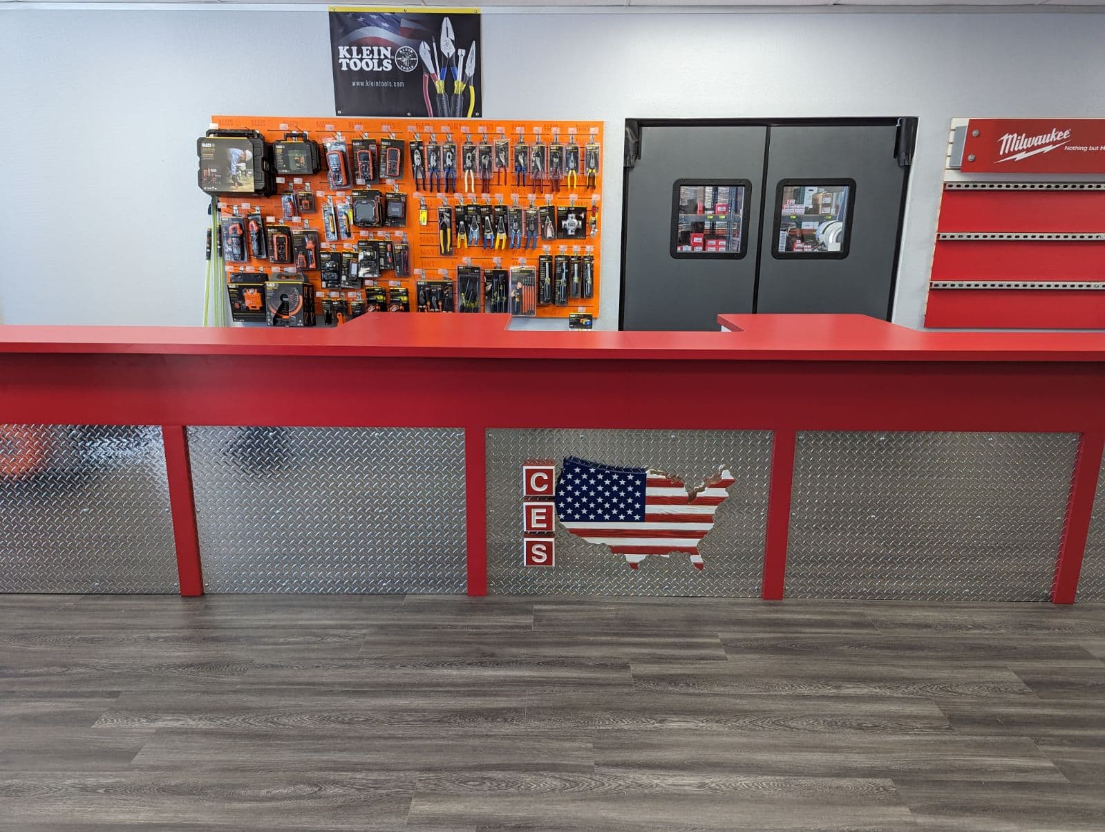 Custom commercial store counter for tool display - San Antonio carpentry