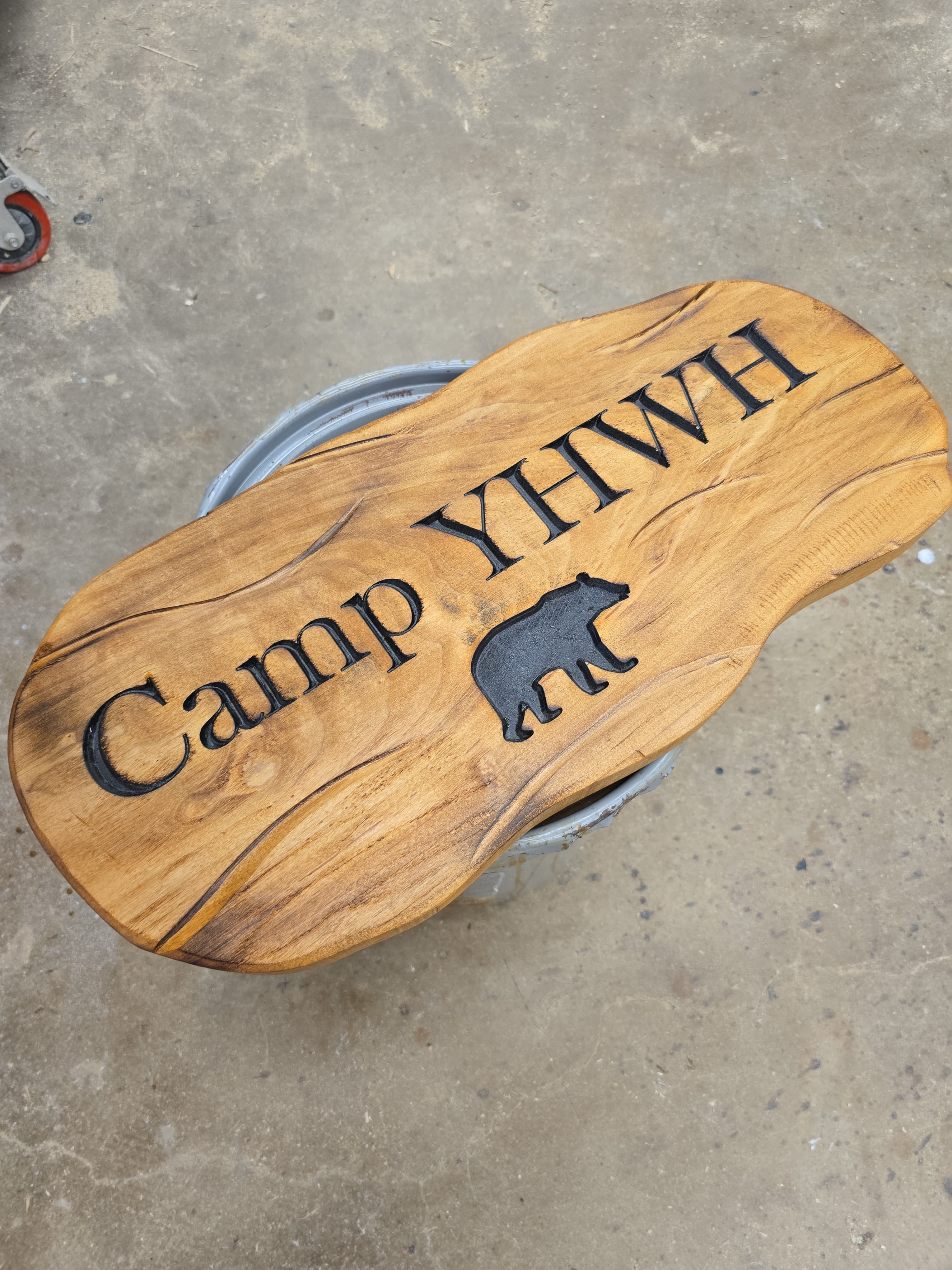 Custom wood sign with CNC engraved family name - San Antonio carpentry