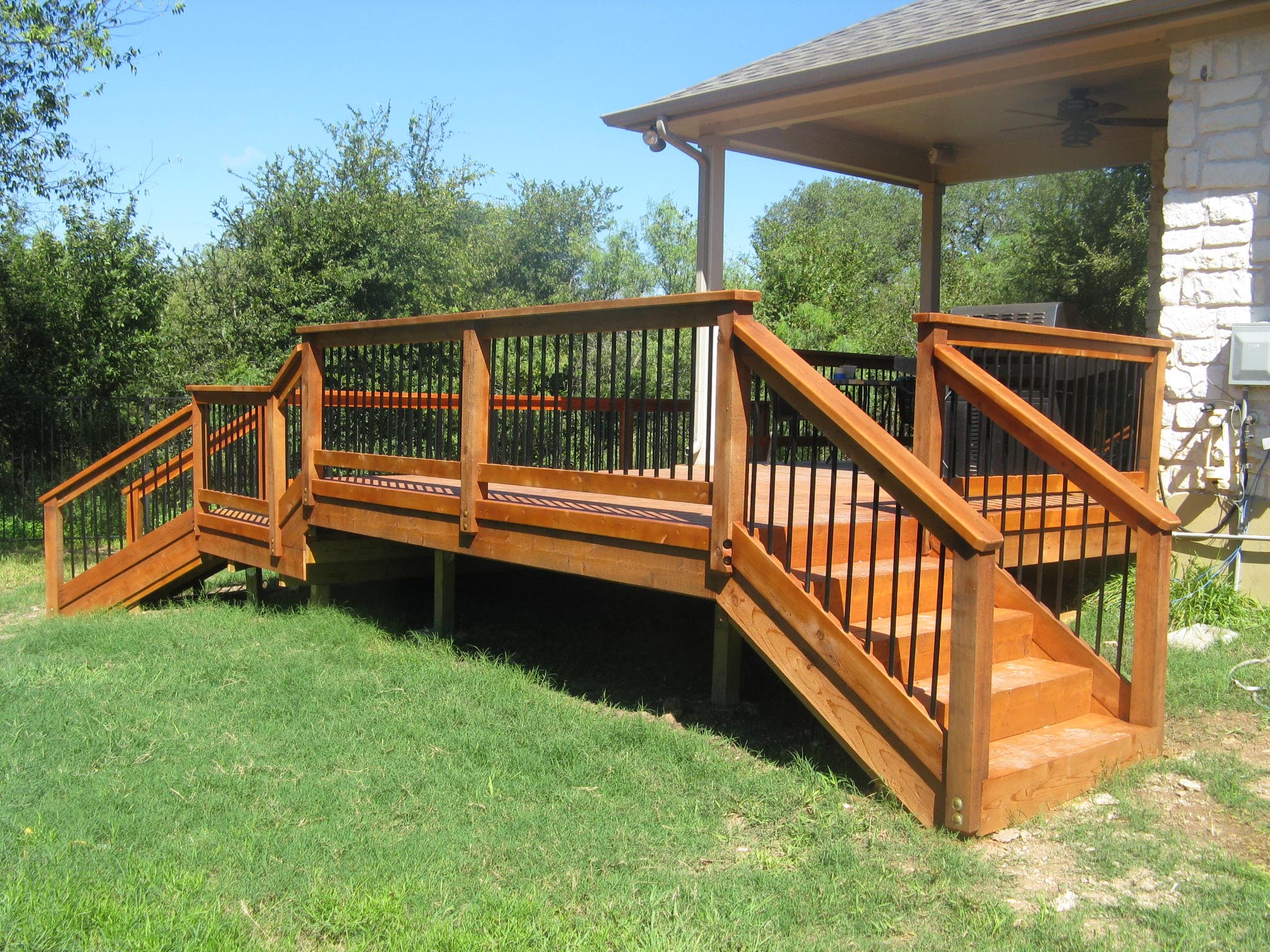 Professional outdoor living project featuring deck metal balusters