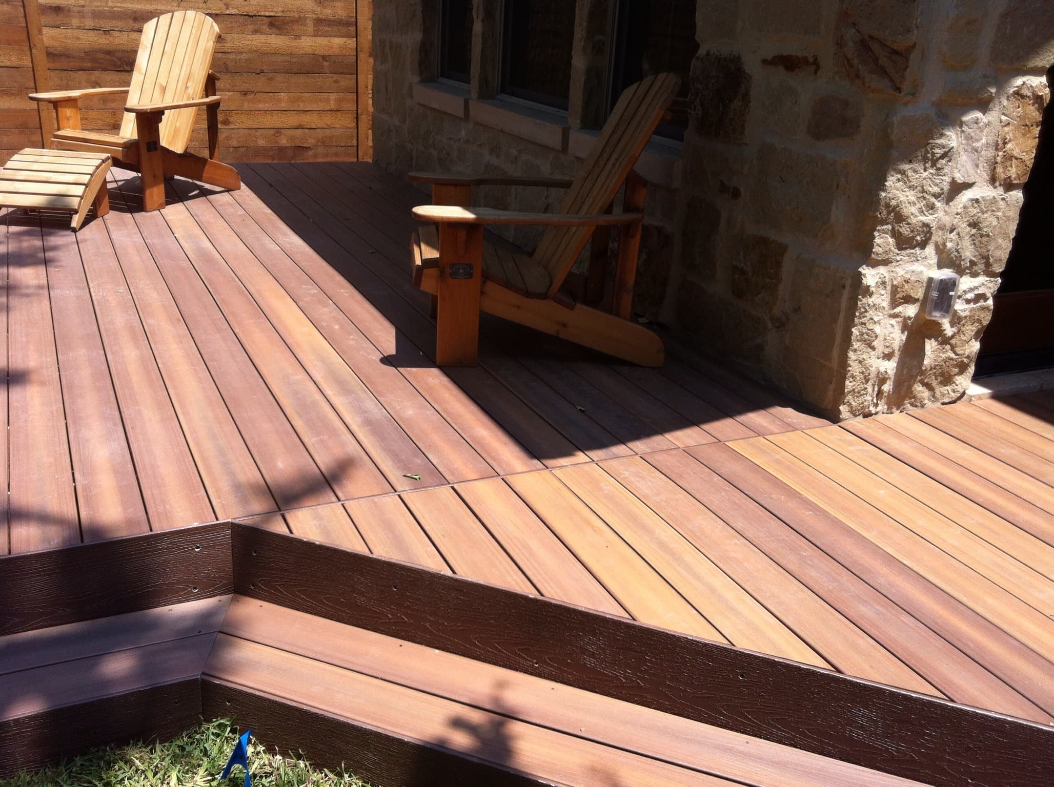 Professional outdoor living project featuring deck transition