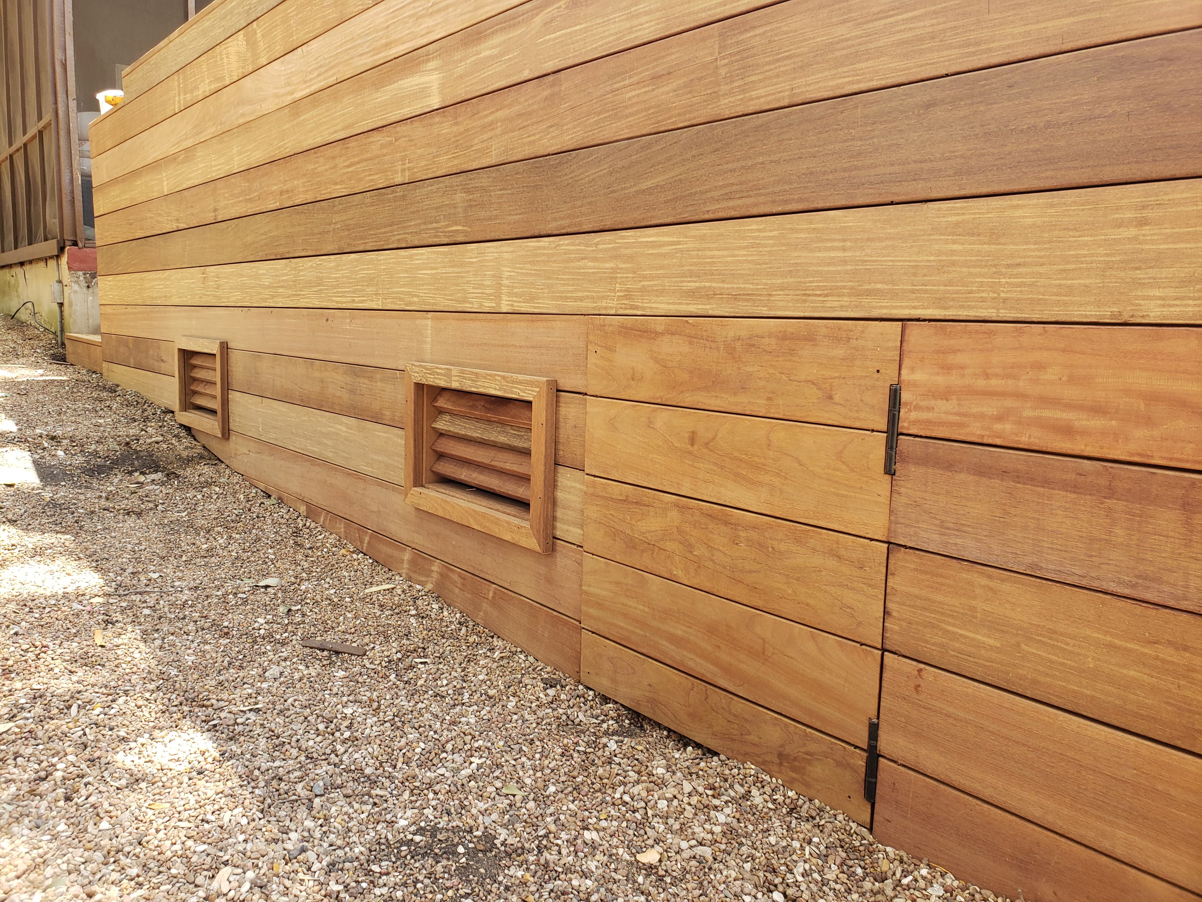 Ipe Deck Skirting With Louvered Vents And Access Door in Boerne, TX