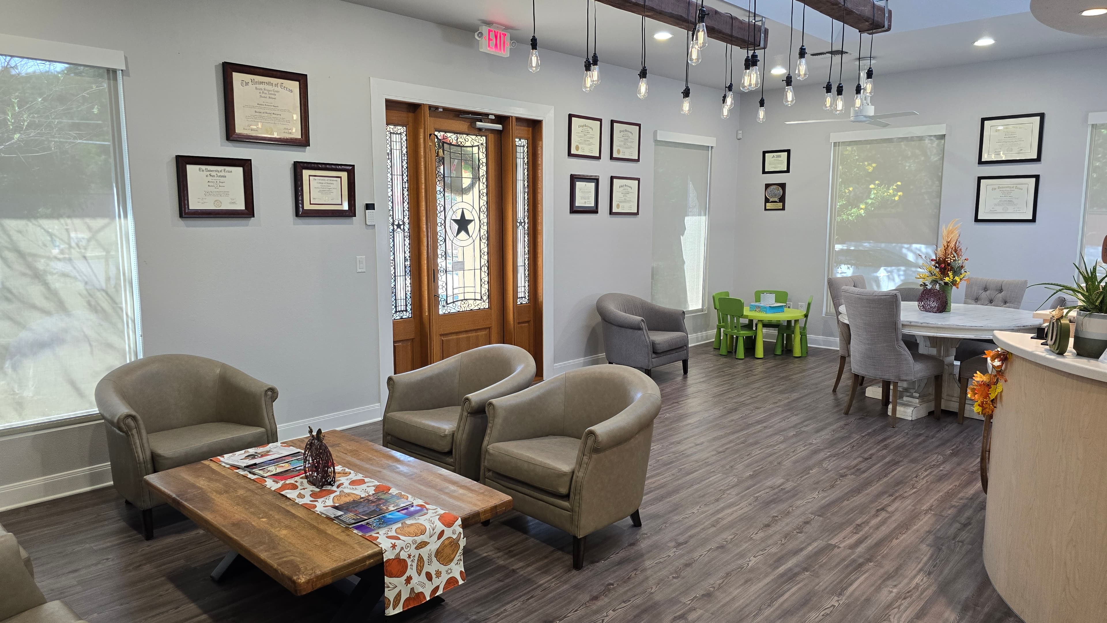 Professional whole home remodel project featuring commercial office renovation modern design pendant lighting